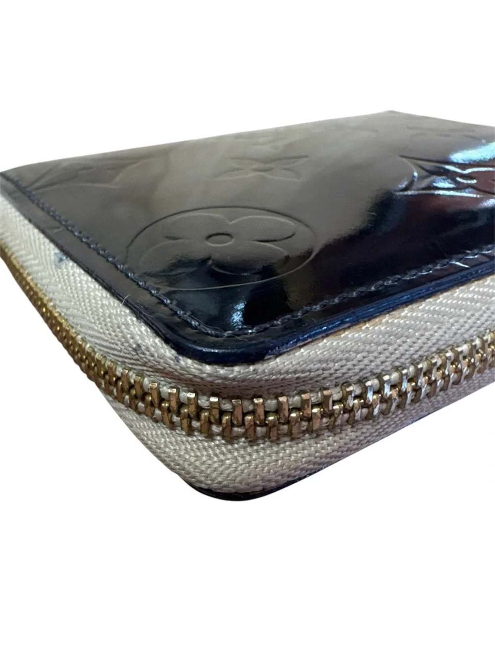 Louis Vuitton Black Patent Vernis Monogram Mini Zip Wallet with LV Storage Box